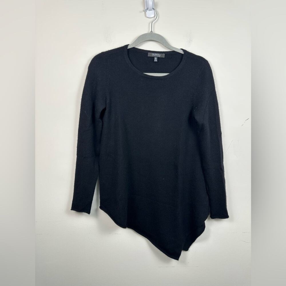 Saks Fifth Avenue Sweater Women Small Black Excellent 100% Cashmere Asymmetrical